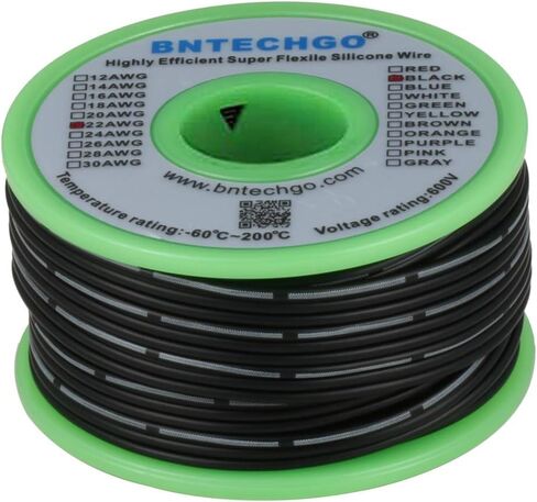 BNTECHGO 24 Gauge Silicone Ribbon Cable Flexible 6P Black 25 ft Flat Cable 24 AWG Stranded Tinned Copper Wire in Kuwait