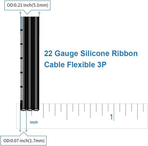 BNTECHGO 24 Gauge Silicone Ribbon Cable Flexible 6P Black 25 ft Flat Cable 24 AWG Stranded Tinned Copper Wire in Kuwait