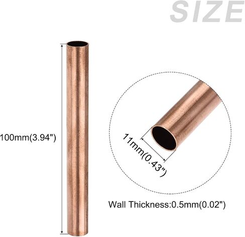 أنبوب نحاسي METALLIXITY (11 مم OD × 0.5 مم جدار T × 100 مم طول) قطعتان، أنابيب مستقيمة - للتأثيث المنزلي، والآلات، والحرف اليدوية اليدوية in Saudi Arabia
