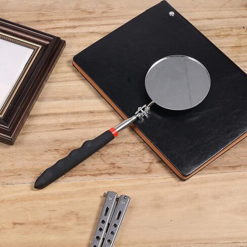 Telescoping Inspection Mirror, Circular Telescopic Mechanics Mirror Tool with Extended Handle Machine Tool Round Inspection Mirrors for Checking Vehicle Condition (10.24~29.53 Inch Handle) in Kuwait