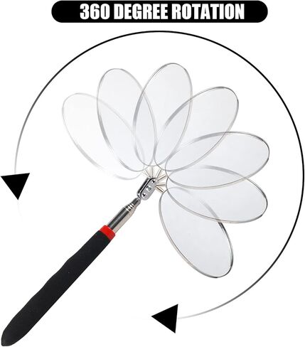 Telescoping Inspection Mirror, Circular Telescopic Mechanics Mirror Tool with Extended Handle Machine Tool Round Inspection Mirrors for Checking Vehicle Condition (10.24~29.53 Inch Handle) in Kuwait