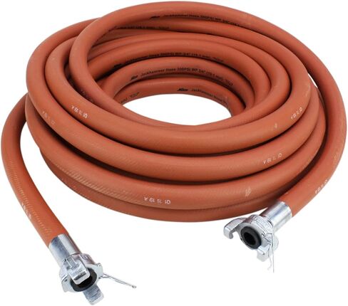 خرطوم هواء مطاطي من Milton Industries 1638 بطول 50 بوصة × 3/4 بوصة مجعد عالمي (شيكاغو) وصلة توصيل، أحمر - صنع في الولايات المتحدة الأمريكية in Kuwait