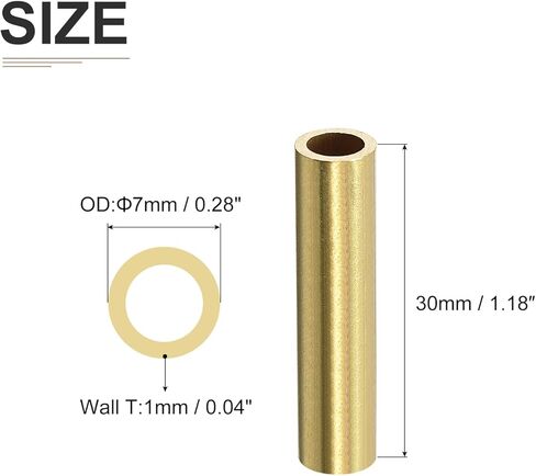 5mm x 1mm x 30mm(ODxWall TxL) Brass Tube - 60Pack - Good for DIY Decorative Ornament Wall Hanging - Round Craft Bead Tubing in Kuwait