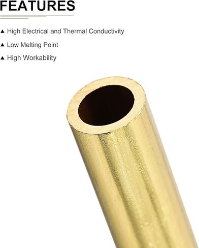 5mm x 1mm x 30mm(ODxWall TxL) Brass Tube - 60Pack - Good for DIY Decorative Ornament Wall Hanging - Round Craft Bead Tubing in Kuwait