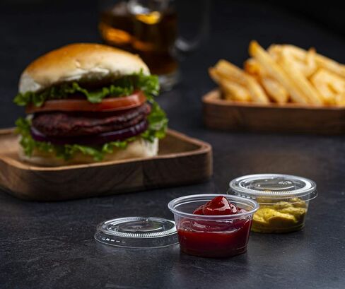 Clear Disposable Plastic 1 Oz Portion Cups (100 Sets) - Condiment, Sauce, Dressing, Jello Shot Cups With Lids in Kuwait