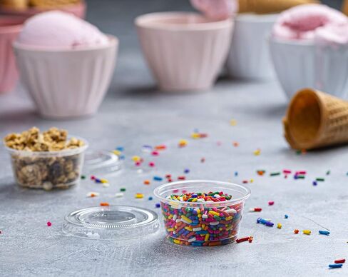 Clear Disposable Plastic 1 Oz Portion Cups (100 Sets) - Condiment, Sauce, Dressing, Jello Shot Cups With Lids in Kuwait