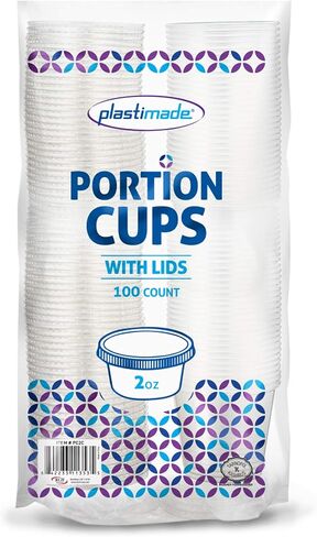 Clear Disposable Plastic 1 Oz Portion Cups (100 Sets) - Condiment, Sauce, Dressing, Jello Shot Cups With Lids in Kuwait