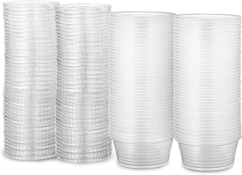 Clear Disposable Plastic 1 Oz Portion Cups (100 Sets) - Condiment, Sauce, Dressing, Jello Shot Cups With Lids in Kuwait