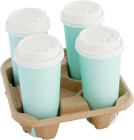 60 Pack Cup Carriers for Drinks, 4 Cup Holders for Coffee Delivery (Pulp Fiber) in Kuwait