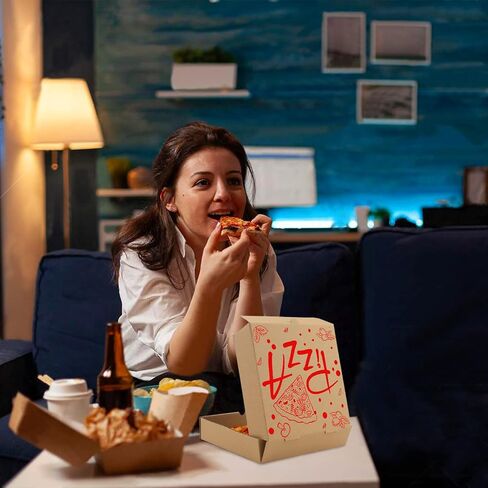 15 قطعة من علب البيتزا، 7.3 × 7.3 × 1.6 بوصة، علب بيتزا مموجة كرافت، صناديق من الورق المقوى، صناديق تعبئة الهدايا، صناديق تخزين الشحن البريدي للبيتزا والكعك والبسكويت والطعام (أحمر) in Kuwait