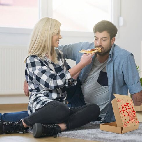 15 قطعة من علب البيتزا، 7.3 × 7.3 × 1.6 بوصة، علب بيتزا مموجة كرافت، صناديق من الورق المقوى، صناديق تعبئة الهدايا، صناديق تخزين الشحن البريدي للبيتزا والكعك والبسكويت والطعام (أحمر) in Kuwait