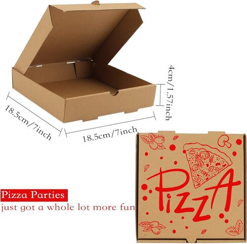 15 قطعة من علب البيتزا، 7.3 × 7.3 × 1.6 بوصة، علب بيتزا مموجة كرافت، صناديق من الورق المقوى، صناديق تعبئة الهدايا، صناديق تخزين الشحن البريدي للبيتزا والكعك والبسكويت والطعام (أحمر) in Kuwait