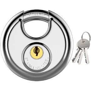 Puroma Keyed Padlock, Stainless Steel Discus Locker Lock Heavy Duty Locks with 3 Keys, Waterproof Gate Storage Unit Lock with Rubber Bumper for Warehouse, Gym Storage Locker, and Outdoors (1 Pack)