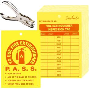 حزمة مكونة من 50 بطاقة طفاية حريق ومثقاب ثقب، بما في ذلك علامة فحص طفاية الحريق السميكة المقاومة للماء 2023-2026 مع أداة ثقب العلامة (5 × 3.25 بوصة) in Kuwait