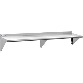 HALLY Stainless Steel Shelf with 4 Hooks 18" x 24" Wall Mounted Pot Rack 300lb, NSF Commercial Floating Shelving for Storage Hanging Pots, Pans, cookware in Restaurant, Kitchen, Home and Hotel
