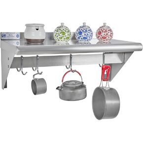HALLY Stainless Steel Shelf 12 x 24 Inches 230 lb, NSF Commercial Wall Mount Floating Shelving for Restaurant, Kitchen, Home and Hotel