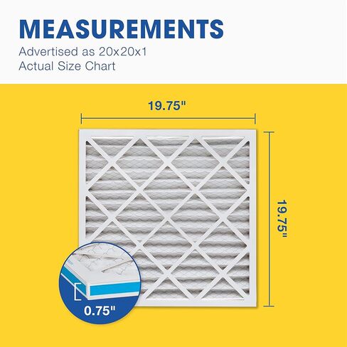 فلتر هواء Aerostar 20x20x1 MERV 8 مطوي، فلتر هواء فرن التيار المتردد، 6 عبوات (الحجم الفعلي: 19 3/4 بوصة × 19 3/4 بوصة × 3/4 بوصة) in Kuwait
