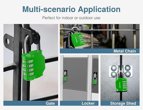 Puroma 2 حزمة قفل الجمع 4 أرقام قفل خزانة في الهواء الطلق قفل مقاوم للماء لخزانة الصالة الرياضية المدرسية، خزانة رياضية، سياج، صندوق الأدوات، بوابة، حالة، تخزين بمشبك (أسود) in Kuwait