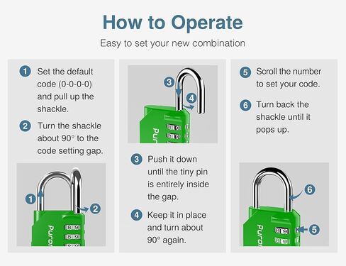 Puroma 2 حزمة قفل الجمع 4 أرقام قفل خزانة في الهواء الطلق قفل مقاوم للماء لخزانة الصالة الرياضية المدرسية، خزانة رياضية، سياج، صندوق الأدوات، بوابة، حالة، تخزين بمشبك (أسود) in Kuwait