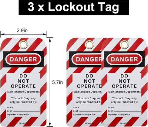 مجموعة Lockout Tagout Kit الكهربائية - مشابك قفل المجموعة، علامات القفل، أقفال أمان مع أرقام، أربطة نايلون مع حقيبة جيب (طقم أحمر) in Kuwait