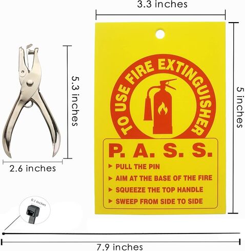 حزمة مكونة من 50 بطاقة طفاية حريق ومثقاب ثقب، بما في ذلك علامة فحص طفاية الحريق السميكة المقاومة للماء 2023-2026 مع أداة ثقب العلامة (5 × 3.25 بوصة) in Kuwait