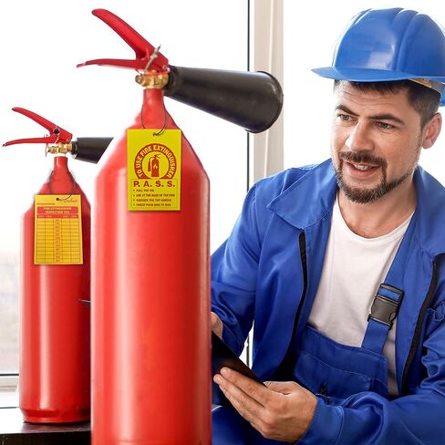 حزمة مكونة من 50 بطاقة طفاية حريق ومثقاب ثقب، بما في ذلك علامة فحص طفاية الحريق السميكة المقاومة للماء 2023-2026 مع أداة ثقب العلامة (5 × 3.25 بوصة) in Kuwait