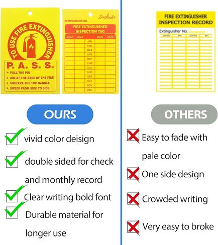 حزمة مكونة من 50 بطاقة طفاية حريق ومثقاب ثقب، بما في ذلك علامة فحص طفاية الحريق السميكة المقاومة للماء 2023-2026 مع أداة ثقب العلامة (5 × 3.25 بوصة) in Kuwait