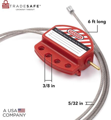قفل كابل قفل تراجع تراديسايف. قفل كبل مطلي بالفينيل الصلب القابل للتعديل لتطبيقات قفل خارج بطاقة التعريف. يعمل مع أقفال السلامة لوتو in Kuwait