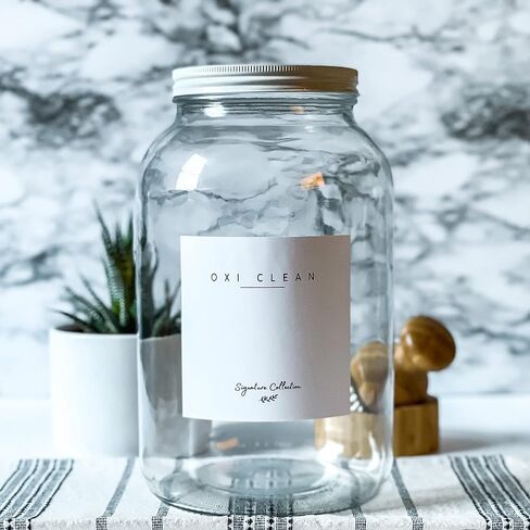 حاويات تخزين زجاجية للمسحوق - 2 برطمان سعة 1 جالون مع غطاء معدني ابيض، حامل منظفات الغسيل، حاوية غسيل الملابس، منظم غرفة الغسيل، حاوية منظفات الغسيل مي ديكور in Kuwait