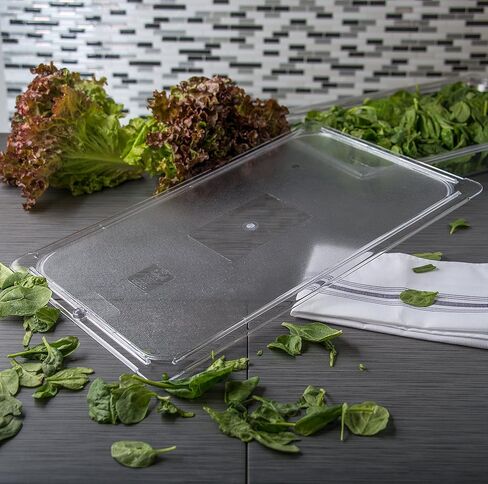 منتجات Carlisle FoodService 10216U07 StorPlus غطاء وعاء طعام بسطح مسطح عالمي من البولي كربونات بالحجم الكامل، شفاف in Kuwait