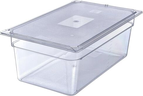 منتجات Carlisle FoodService 10216U07 StorPlus غطاء وعاء طعام بسطح مسطح عالمي من البولي كربونات بالحجم الكامل، شفاف in Kuwait