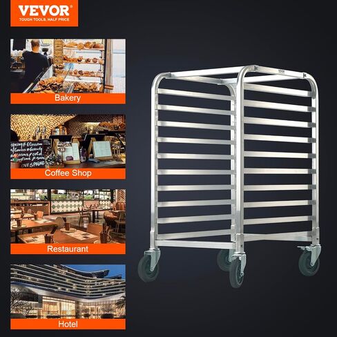 VEVOR Bun Pan Rack, 20-Tier Commercial Bakery Racks with Brake Wheels, Aluminum Racking Trolley Storage for Half & Full Sheet, Speed Rack For Kitchen Home, Bread Baking Equipment, 26"L x 20.4"W x 70"H in Saudi Arabia