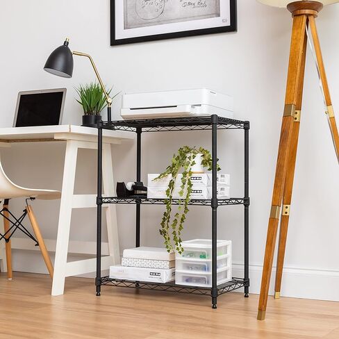 IRIS USA 3-Tier Steel Storage Rack with Removable Casters, Rolling Adjustable with Metal Shelf Cart, Black in Kuwait