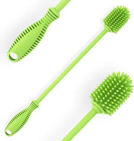 Silicone Bottle Brush with Long Handle, 12.5" Bottle Cleaning Brush, Gray | Water Bottle Cleaner for Baby Bottles, Hydro Flask, Sports Bottle, Vase, Glassware, for Smaller Diameter Bottle Openings in Saudi Arabia