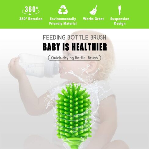 Silicone Bottle Brush with Long Handle, 12.5" Bottle Cleaning Brush, Gray | Water Bottle Cleaner for Baby Bottles, Hydro Flask, Sports Bottle, Vase, Glassware, for Smaller Diameter Bottle Openings in Saudi Arabia