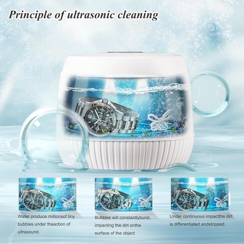 منظف ​​المجوهرات بالموجات فوق الصوتية، منظف بالموجات فوق الصوتية لغسل المجوهرات، الساعة، التجنيب، صواني التبييض، رأس فرشاة الأسنان، آلة تنظيف المجوهرات بالموجات فوق الصوتية 45 كيلو هرتز، 5 دقائق أوتوماتيكية، وضعان نظيفان in Kuwait