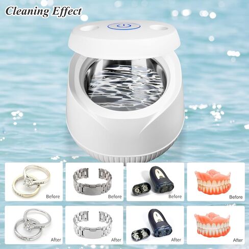 منظف ​​المجوهرات بالموجات فوق الصوتية، منظف بالموجات فوق الصوتية لغسل المجوهرات، الساعة، التجنيب، صواني التبييض، رأس فرشاة الأسنان، آلة تنظيف المجوهرات بالموجات فوق الصوتية 45 كيلو هرتز، 5 دقائق أوتوماتيكية، وضعان نظيفان in Kuwait