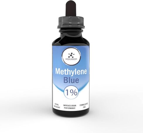 Methylene Blue 1% Compass Laboratory |USP-Grade Methylthioninium Chloride Liquid | High Purity Dietary Supplement for Brain Function & Cognitive Health | No Formaldehyde (1) 50ml Glass Dropper Bottle in Kuwait