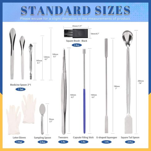 Glarks 14 قطعة كبسولة ملء مجموعة ملاعق صغيرة للمختبر ملعقة أخذ العينات خلط ملعقة مختبر صغيرة خلط ملعقة مساحيق أداة العبث للمساحيق جل غطاء كبسولة حشو in Kuwait