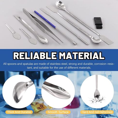 Glarks 14 قطعة كبسولة ملء مجموعة ملاعق صغيرة للمختبر ملعقة أخذ العينات خلط ملعقة مختبر صغيرة خلط ملعقة مساحيق أداة العبث للمساحيق جل غطاء كبسولة حشو in Kuwait