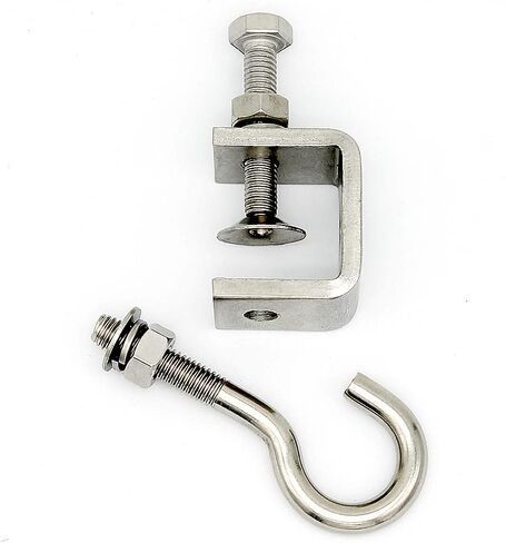 C Clamp Stainless Steel, Beam Clamp; C Clamps.Comes with Stainless Steel Hooks That Can Withstand 100 Pounds of Static Gravity (3Pcs) (round platen) in Saudi Arabia