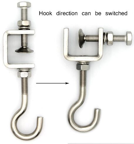 C Clamp Stainless Steel, Beam Clamp; C Clamps.Comes with Stainless Steel Hooks That Can Withstand 100 Pounds of Static Gravity (3Pcs) (round platen) in Saudi Arabia