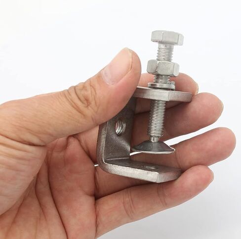 C Clamp Stainless Steel, Beam Clamp; C Clamps.Comes with Stainless Steel Hooks That Can Withstand 100 Pounds of Static Gravity (3Pcs) (round platen) in Saudi Arabia