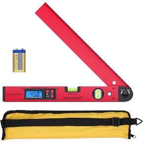 Proster 0-225° Digital Angle Finder LCD Protractor Angle Gauges Spirit Level 400mm/16 inch Vertical Horizontal Dual Spirit Level for Carpenter Woodworking Home Decoration
