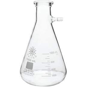 United Scientific™ FG5340-1000 Laboratory Grade Borosilicate Glass Heavy Wall Filtering Flask, Bolt Neck with Tubulation, 1000ml (1 Liter) Capacity in Kuwait