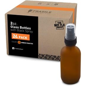 The Bottle Depot - 𝟴 𝗖𝗼𝗹𝗼𝗿𝘀 𝗔𝘃𝗮𝗶𝗹𝗮𝗯𝗹𝗲 - 24 عبوة - زجاجة رذاذ زجاجية سعة 2 أونصة (أبيض) - متجمد شفاف - لمسة نهائية للرقبة 20-400 - زجاجات بوسطن المستديرة - حماية من الأشعة فوق البنفسجية in Kuwait