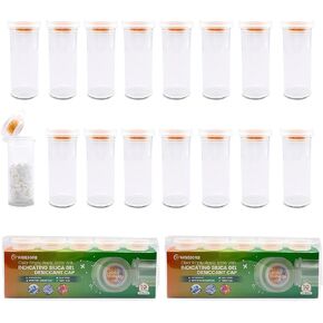 Desiccant Cap Pill Bottle 8 Dram 10pcs, Pill Bottle with Indicating Silica Gel Desiccant Cap (Orange to White), Medicine Bottle, Pill Bottles Empty with Caps, Empty Pill Bottles