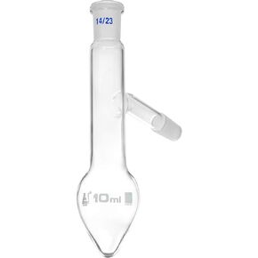 Distilling Flask, 10ml - 14/23 Joint & Side Socket - Borosilicate Glass, Pear Shape - Short Neck - Eisco Labs in Saudi Arabia