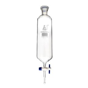 Dropping Funnel, 1000ml - 29/32 Plastic Stopper - Ungraduated, PTFE Key Stopcock - Cylindrical - Borosilicate Glass - Eisco Labs in Saudi Arabia