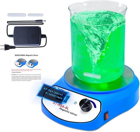 Xin Tester 5000 مل محرك مغناطيسي رقمي LED، خلاط مغناطيسي من الفولاذ المقاوم للصدأ مع شريط تحريك، لوحة تحريك مغناطيسية للصلصات/مقبلات الخميرة/الطلاء/الحبر/المختبر (بدون تسخين) معدل التحريك الأقصى: 2200 دورة في الدقيقة in Kuwait
